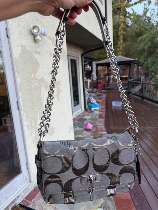 Coach Handbags - Chain-Handle Shoulder Bag in Metallic Gray